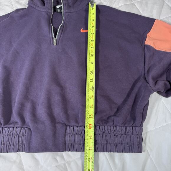 Nike Women’s Cropped Half‎ Zip Hoodie Swoosh Purple Pink CZ8164-573 Size M - Picture 9 of 12